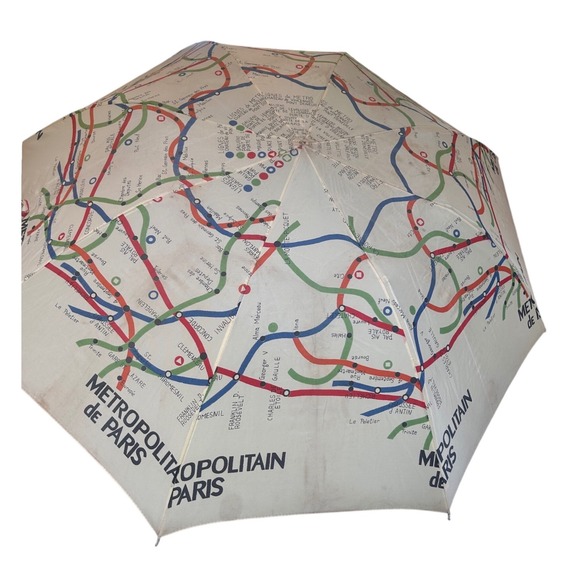 Accessories - Vintage Metropolitain de Paris Metro Map Umbrella Paris Subway Print Cream
